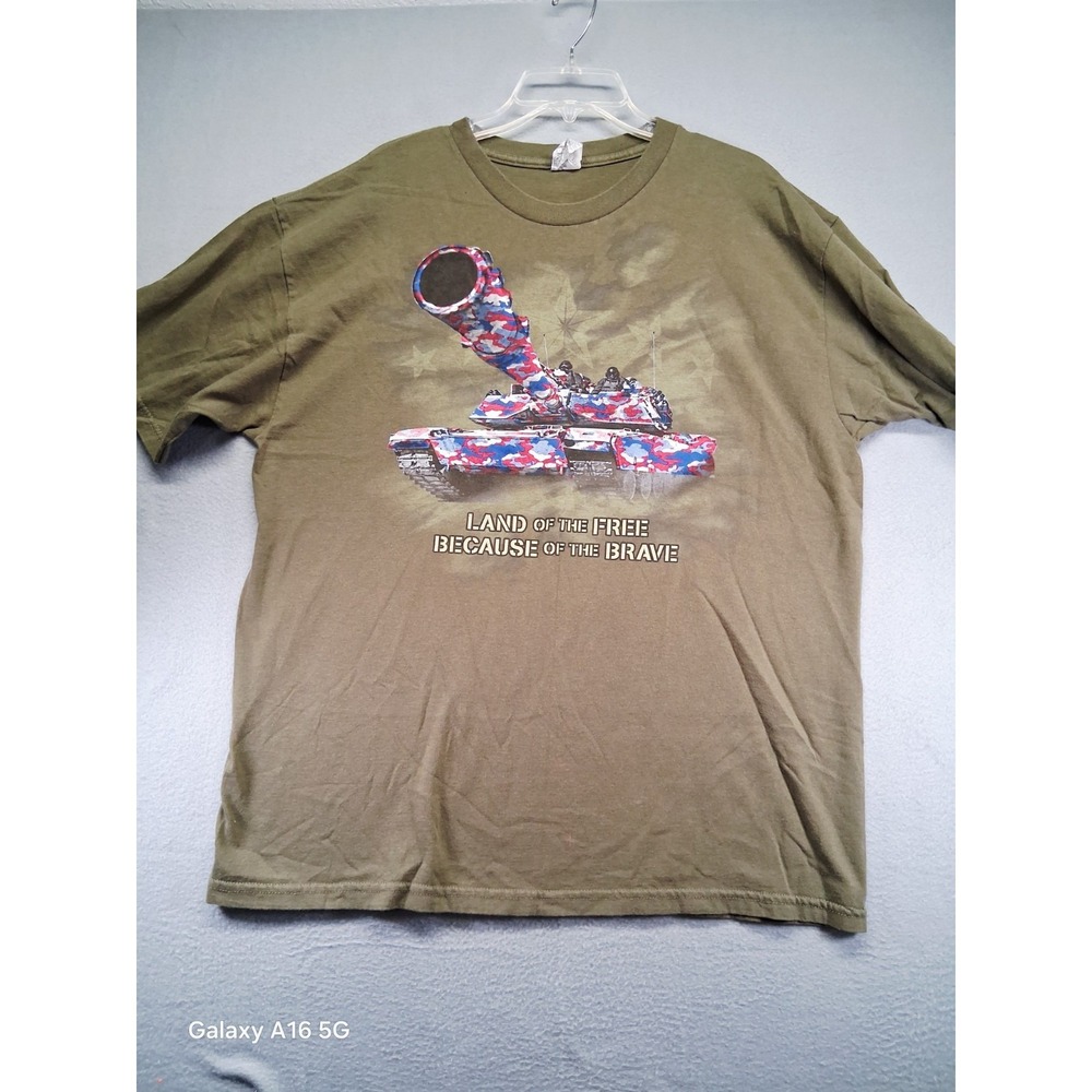 Land Of The Free Because‎ Of The Brave XL Olive Green Tank Graphic T Shirt